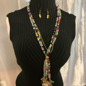 Cristal necklace set 14k plated gold charms